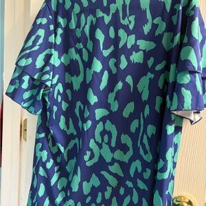 SHEIN Blue and Green Leopard Print Blouse Plus size 3X